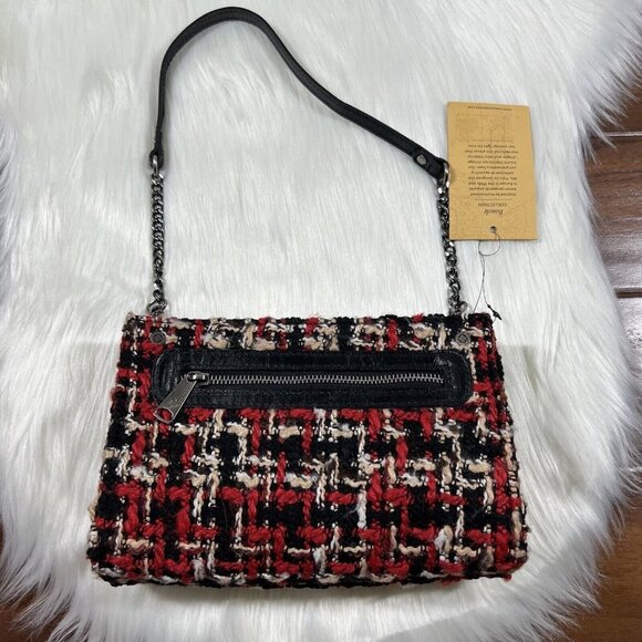 Patricia Nash Red Black Plaid & Leather Turati Boucle Crossbody Handbag Purse - Picture 6 of 16